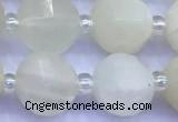 CME357 15 inches 10mm pumpkin white moonstone beads