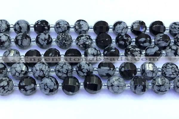 CME374 15 inches 10mm pumpkin snowflake obsidian beads