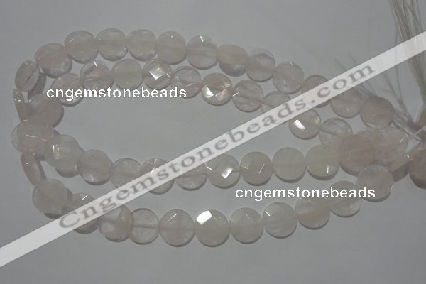 CME50 15.5 inches 15mm faceted coin rose quartz gemstone beads