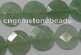 CME52 15.5 inches 15mm faceted coin green aventurine gemstone beads