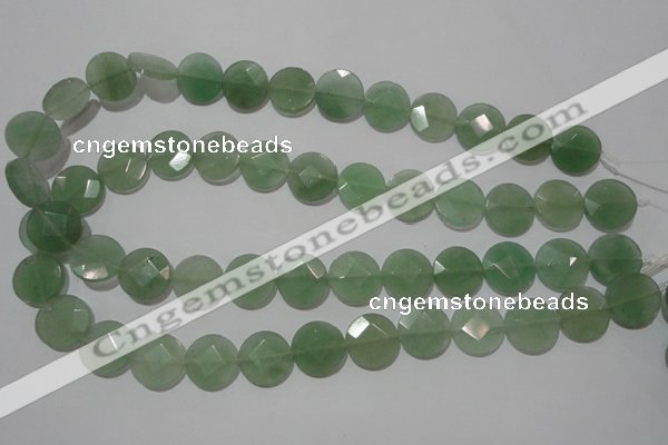 CME52 15.5 inches 15mm faceted coin green aventurine gemstone beads