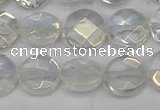 CME60 15.5 inches 10mm faceted coin plated white crystal beads