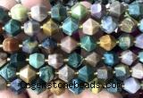 CME843 15 inches 8*10mm faceted bicone ocean jade beads