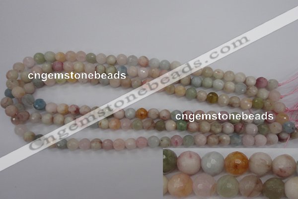 CMG122 15.5 inches 8mm faceted round natural morganite beads