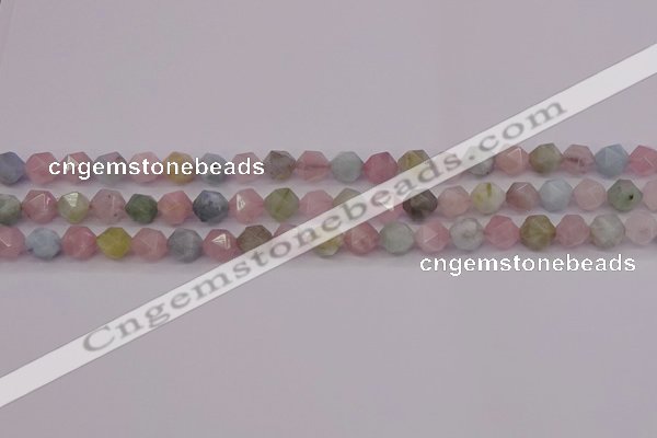 CMG201 15.5 inches 6mm faceted nuggets morganite gemstone beads