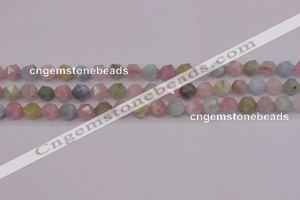 CMG202 15.5 inches 8mm faceted nuggets morganite gemstone beads