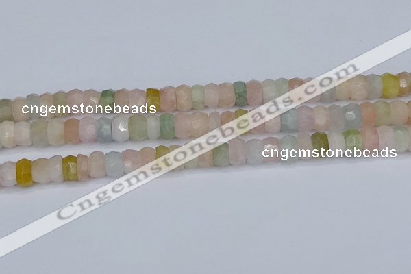 CMG217 15.5 inches 5*9mm faceted rondelle morganite beads