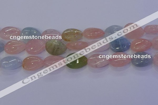 CMG234 15.5 inches 13*18mm flat teardrop morganite beads wholesale