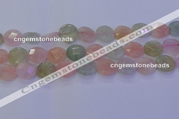 CMG256 15.5 inches 16mm faceted coin morganite beads