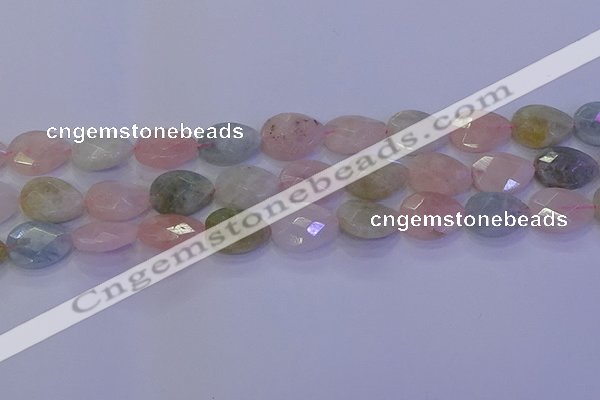 CMG272 15.5 inches 10*14mm faceted flat teardrop morganite beads