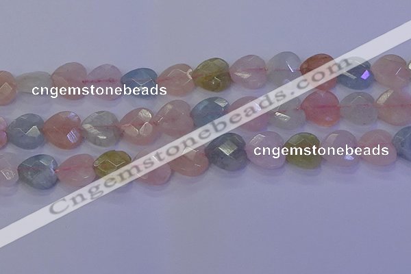 CMG284 15.5 inches 12*12mm faceted heart morganite beads