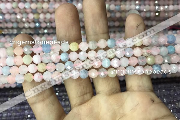 CMG321 15.5 inches 6mm faceted round morganite gemstone beads