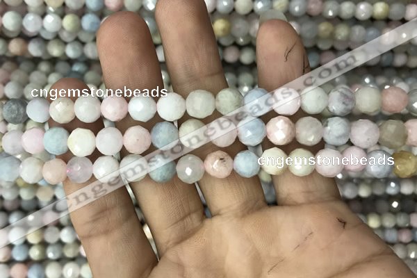 CMG322 15.5 inches 8mm faceted round morganite gemstone beads