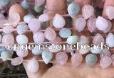 CMG355 Top drilled 9*12mm flat teardrop natural morganite beads