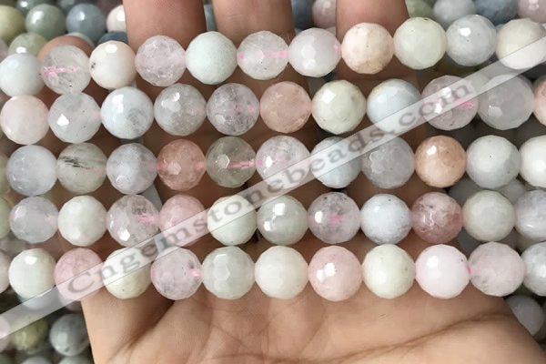 CMG380 15.5 inches 10mm faceted round morganite gemstone beads