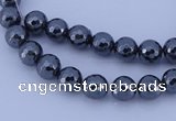 CMH02 16 inches 4mm faceted round magnetic hematite beads