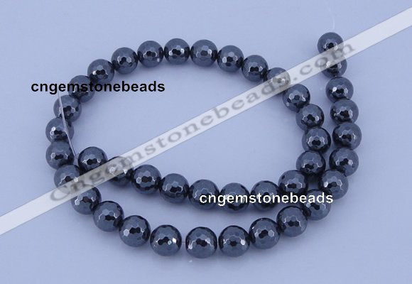 CMH02 16 inches 4mm faceted round magnetic hematite beads