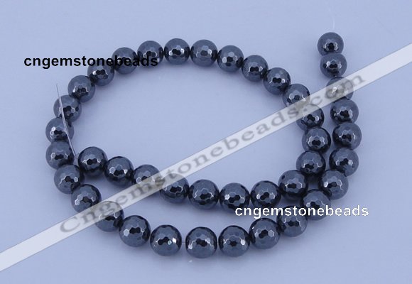 CMH04 16 inches 8mm faceted round magnetic hematite beads