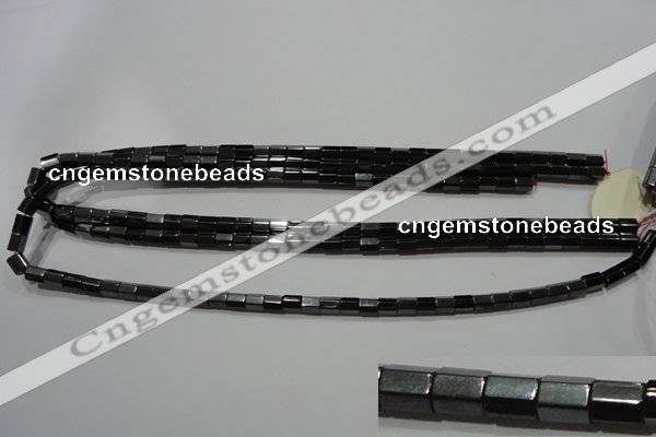 CMH107 15.5 inches 5*6mm faceted tube magnetic hematite beads