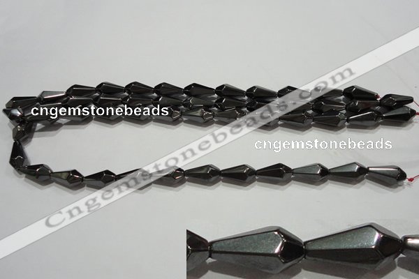 CMH142 15.5 inches 8*16mm faceted teardrop magnetic hematite beads