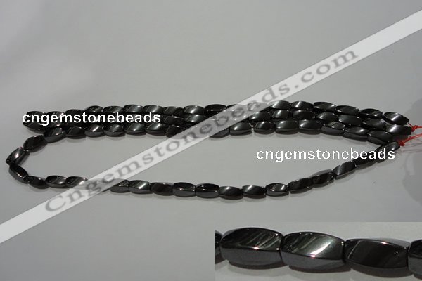 CMH152 15.5 inches 5*11mm twisted rice magnetic hematite beads