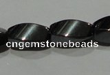 CMH153 15.5 inches 6*12mm twisted rice magnetic hematite beads