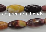 CMK131 15.5 inches 10*20mm faceted rice mookaite beads wholesale