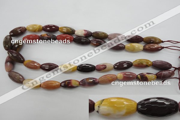 CMK131 15.5 inches 10*20mm faceted rice mookaite beads wholesale