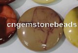 CMK246 15.5 inches 30mm flat round mookaite gemstone beads