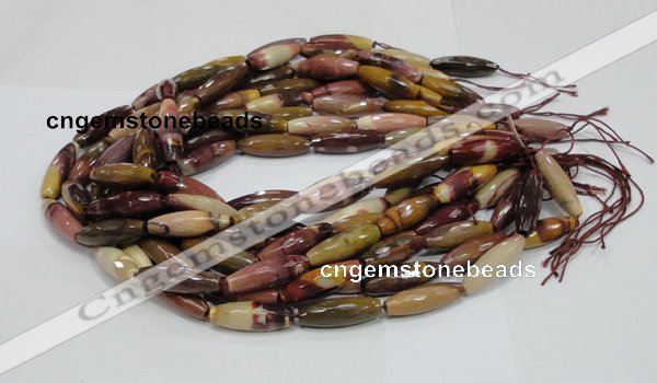 CMK48 15.5 inches 10*30mm faceted rice mookaite beads wholesale