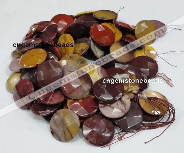 CMK54 15.5 inches 30mm faceted coin mookaite beads wholesale