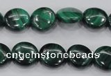 CMN100 15.5 inches 14mm flat round natural malachite beads wholesale