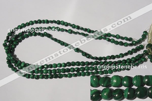 CMN250 15.5 inches 6mm flat round natural malachite beads wholesale