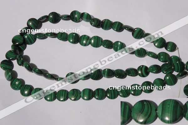 CMN253 15.5 inches 12mm flat round natural malachite beads wholesale