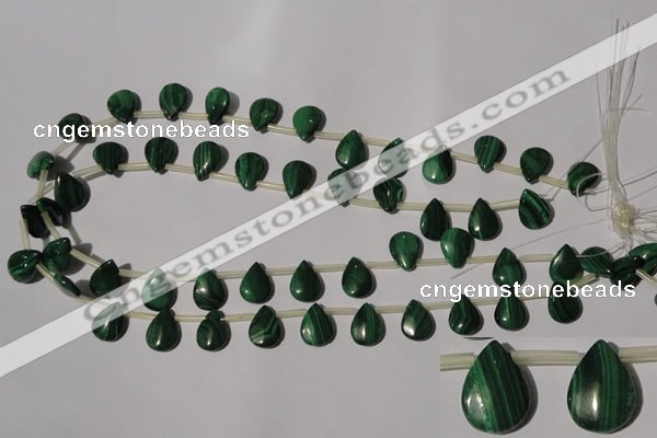 CMN320 Top-drilled 8*12mm flat teardrop natural malachite beads