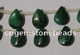 CMN321 Top-drilled 10*14mm flat teardrop natural malachite beads