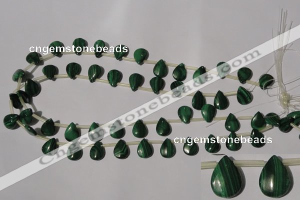 CMN321 Top-drilled 10*14mm flat teardrop natural malachite beads