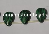 CMN324 Top-drilled 15*20mm flat teardrop natural malachite beads