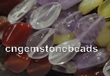 CMQ11 10*14mm twisted flat teardrop multicolor quartz beads