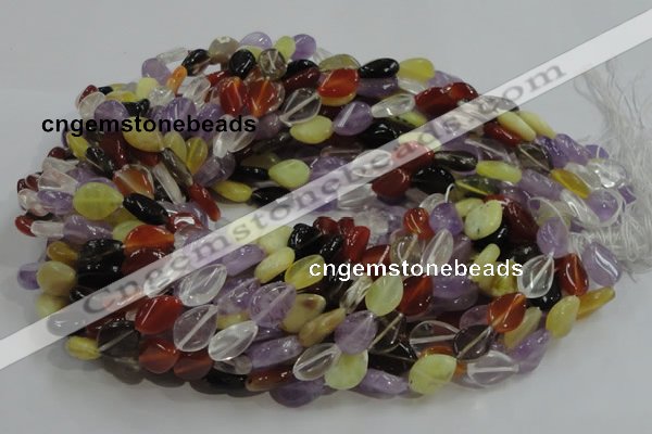 CMQ11 10*14mm twisted flat teardrop multicolor quartz beads