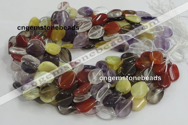 CMQ12 15*20mm twisted flat teardrop multicolor quartz beads