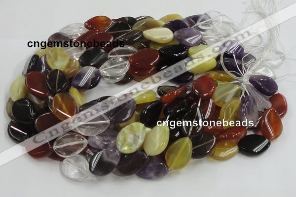 CMQ14 18*25mm twisted flat teardrop multicolor quartz beads