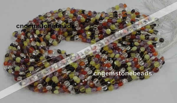 CMQ16 15.5 inches 6mm faceted coin multicolor quartz beads