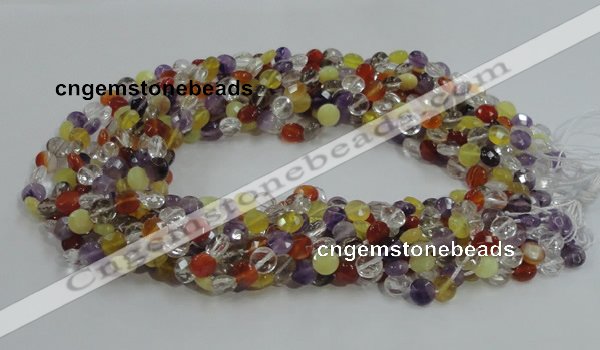 CMQ17 15.5 inches 8mm faceted coin multicolor quartz beads