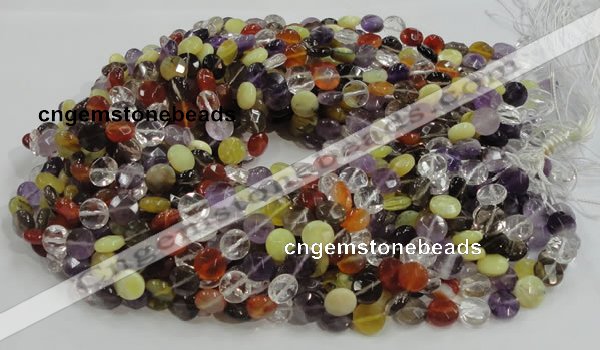 CMQ18 15.5 inches 10mm faceted coin multicolor quartz beads