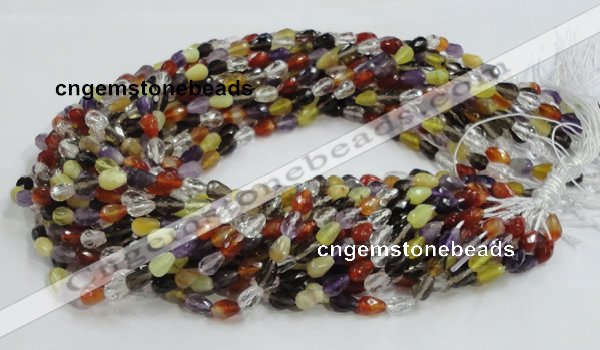 CMQ19 15.5 inches 6*9mm faceted teardrop multicolor quartz beads