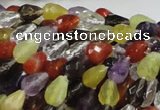 CMQ20 15.5 inches 8*10mm faceted teardrop multicolor quartz beads