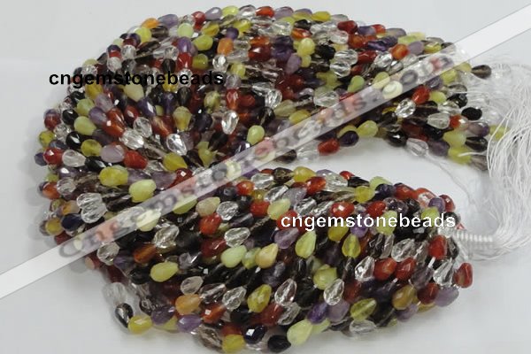 CMQ20 15.5 inches 8*10mm faceted teardrop multicolor quartz beads