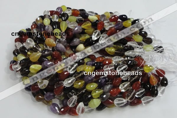 CMQ21 15.5 inches 10*14mm faceted teardrop multicolor quartz beads