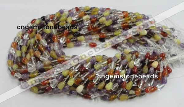 CMQ22 15.5 inches 6*10mm teardrop multicolor quartz beads